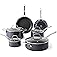 Martha Stewart Lockton Premium Nonstick 10 Piece Enamel Heavy Gauge Aluminum Pots and Pans Cookware Set - Grey
