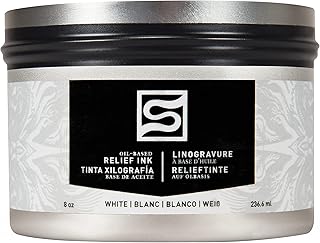Speedball - Tinta de impresión en bloque de alivio de aceite de 8 onzas, color blanco, herramientas de pintura, accesorios para kit de impresión, impresión en relieve, impresión de bloques