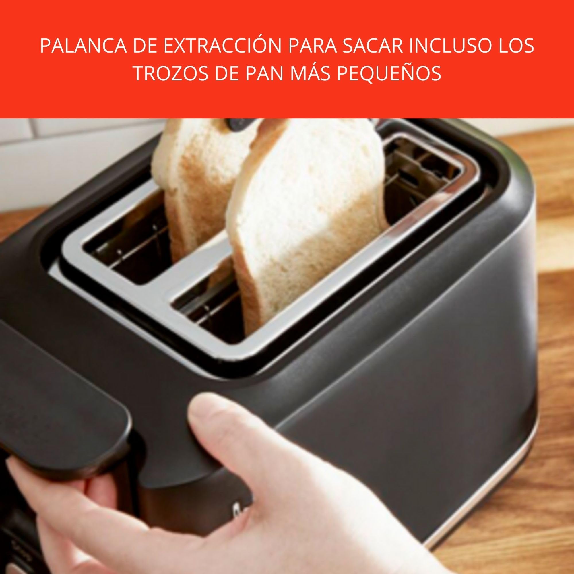 Tefal Includeo TT533811 Tostadora, 2 compartimentos, pinzas magnéticas, Tostador botones grandes, 7 niveles de tostado, bandeja recogemigas extraíble, palanca de extracción