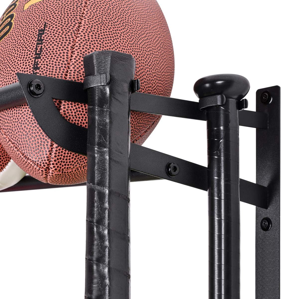 XCSOURCE Sports Equipment Storage Rack for Basketball/Football/Baseball with 3 Separate Storage Racks, Sport Equipment Organizer & 4 Hooks for Badminton Racket : Sports & Outdoors