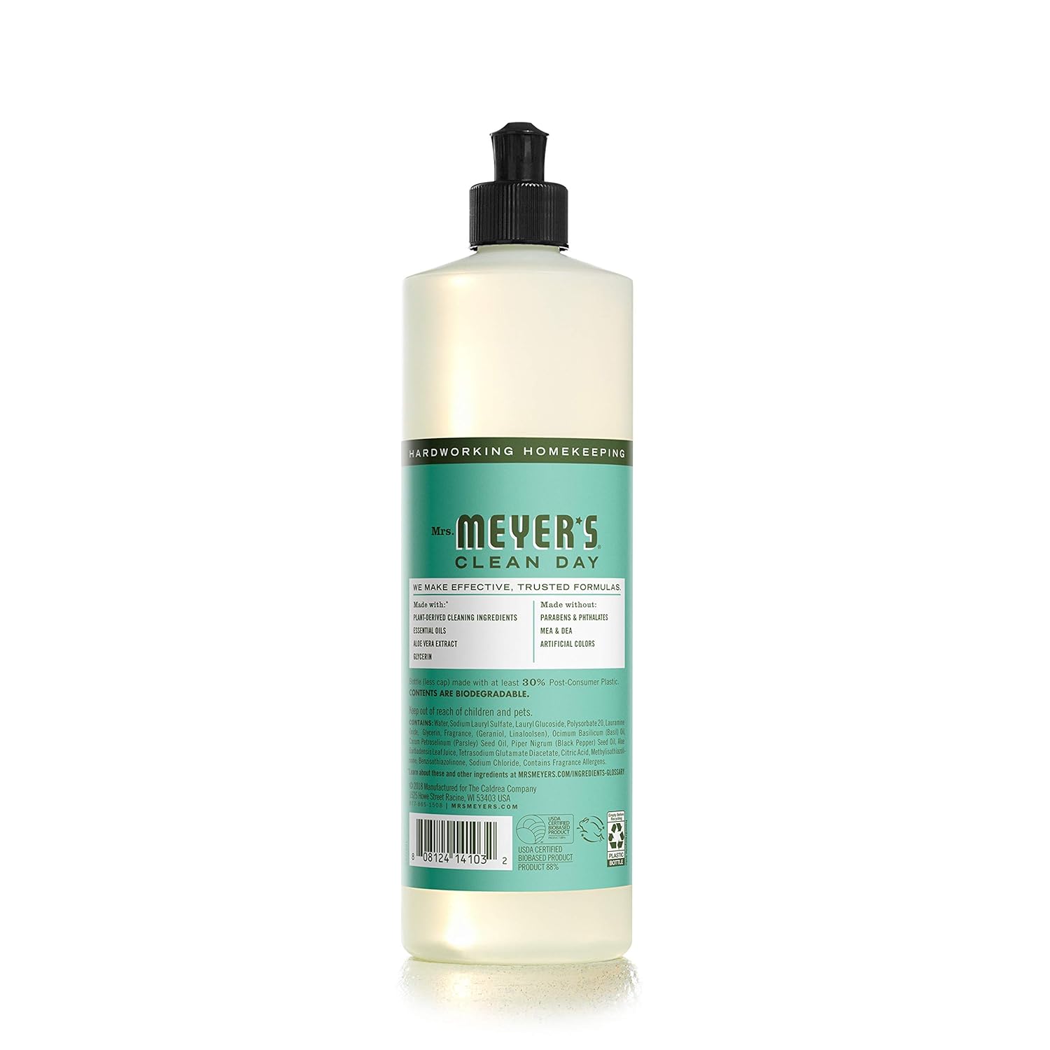 Mrs. Meyer's Clean Day Dishwashing Liquid Dish Soap, Cruelty Free Formula, Basil Scent, 16 oz Bottle : Health & Household