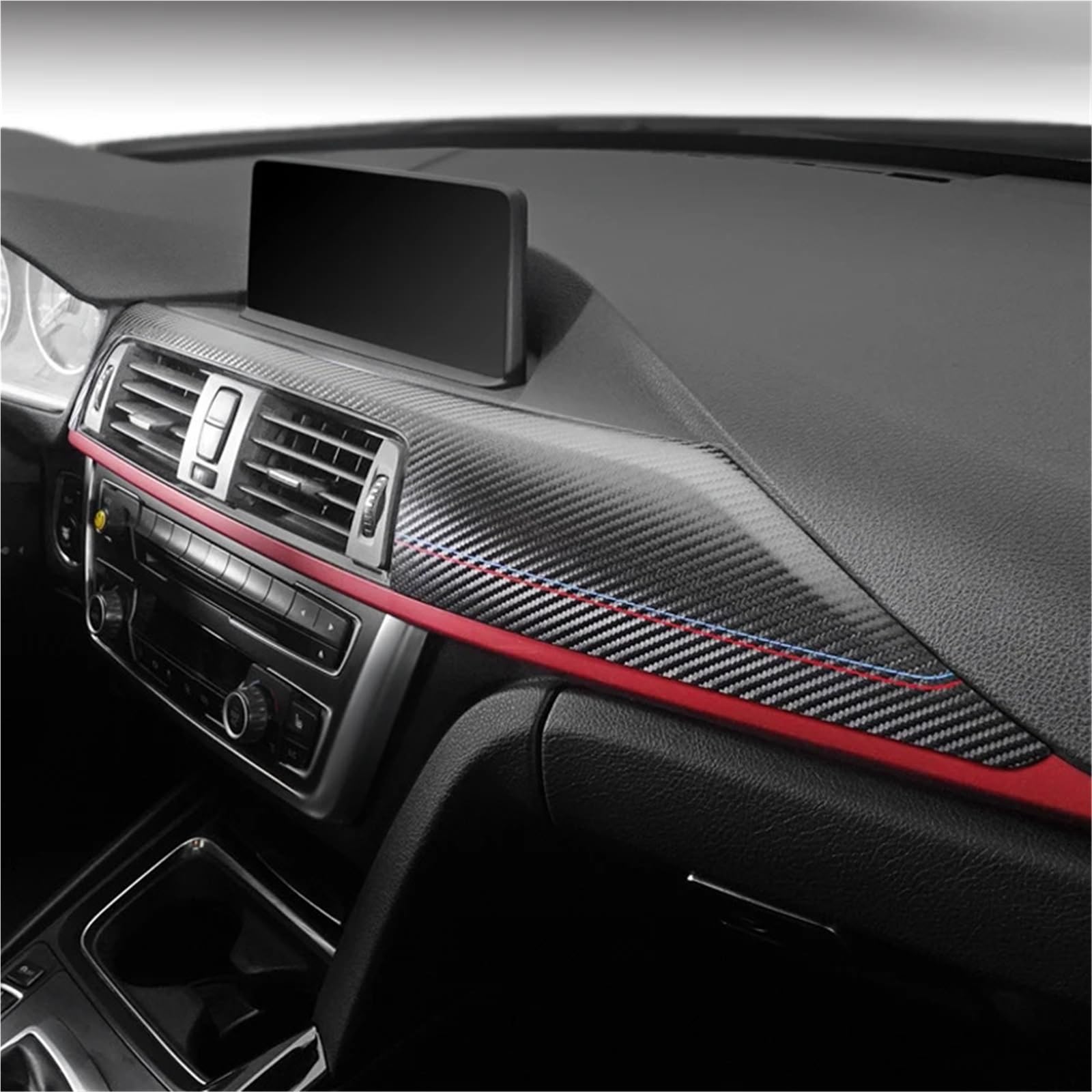 Autocollant Garniture Panneau Tableau Bord, Console Centrale Voiture pour F30 F32 F33 320i 335i 330i Série 3 2015 – 2019 Plateau Rangement Console(PVC LHD)