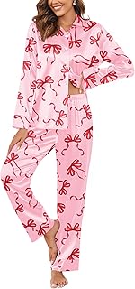 Classic Satin Pajamas for Women Long Sleeve Button Down Sleepwear Soft Silk Loungewear Pjs Set S-XXL