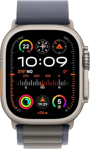 Apple Watch Ultra 2 [GPS + Cellular] Smartwatch con Caja de Titanio Resistente de 49 mm y Correa Loop Alpine Azul - Talla M. Monitor de entreno, GPS de Alta precisión, botón Acción, Neutro en Carbono - 2