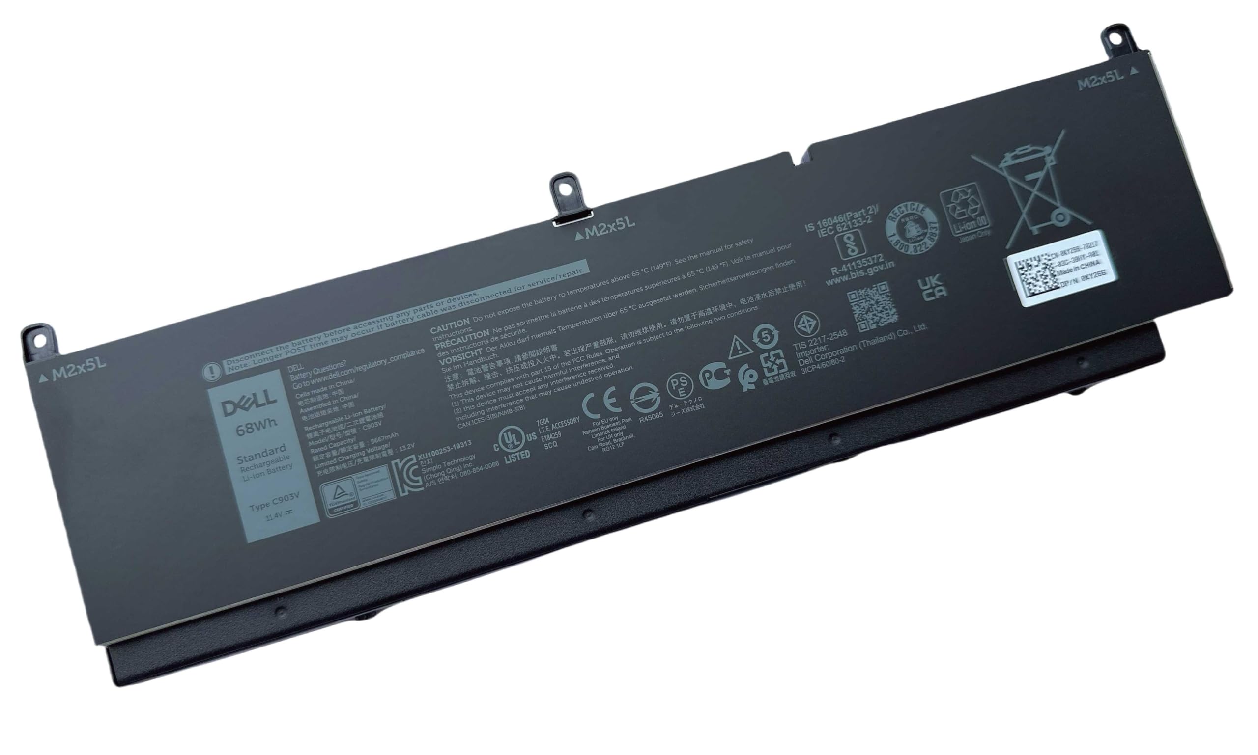 DELL C903V 11.4V 68Wh 6-Cell Notebook Battery For Dell Precision 7550 7560 7750 7760 Series Laptop, P44E001 P44E002 P93F001 P93F002 P/N: PKWVM 0CR72X