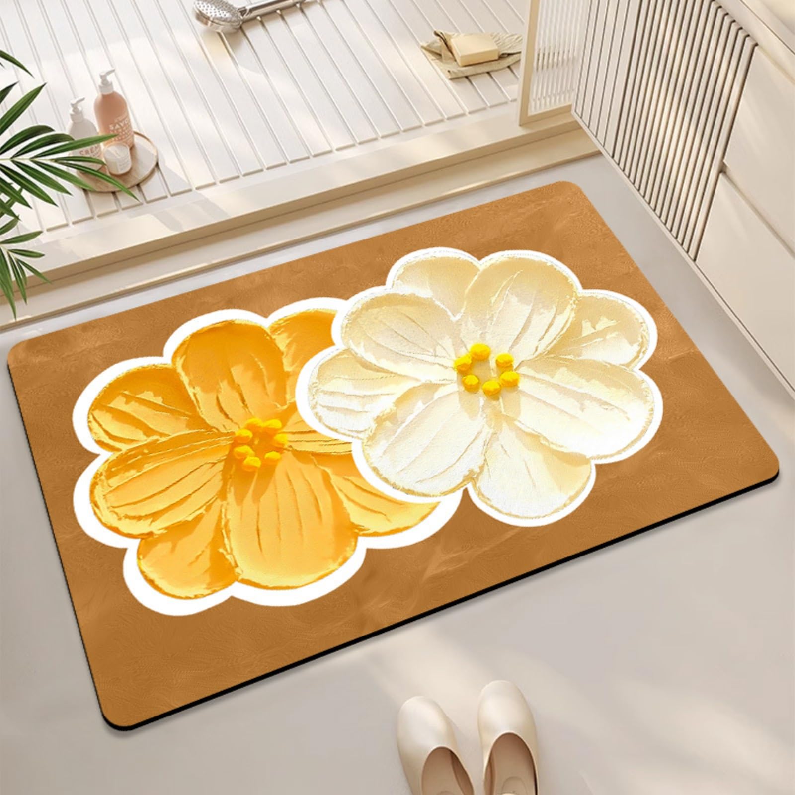 Tapis de bain à fleurs pour terrasse et salle de bain Color 3 40x60cm