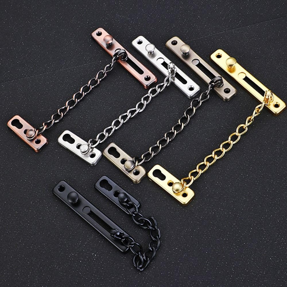 Stainless Steel Portable Door Chain Lock Security Guard with Spring Anti Theft Buckle Hardware Sliding Fastener - Image 4