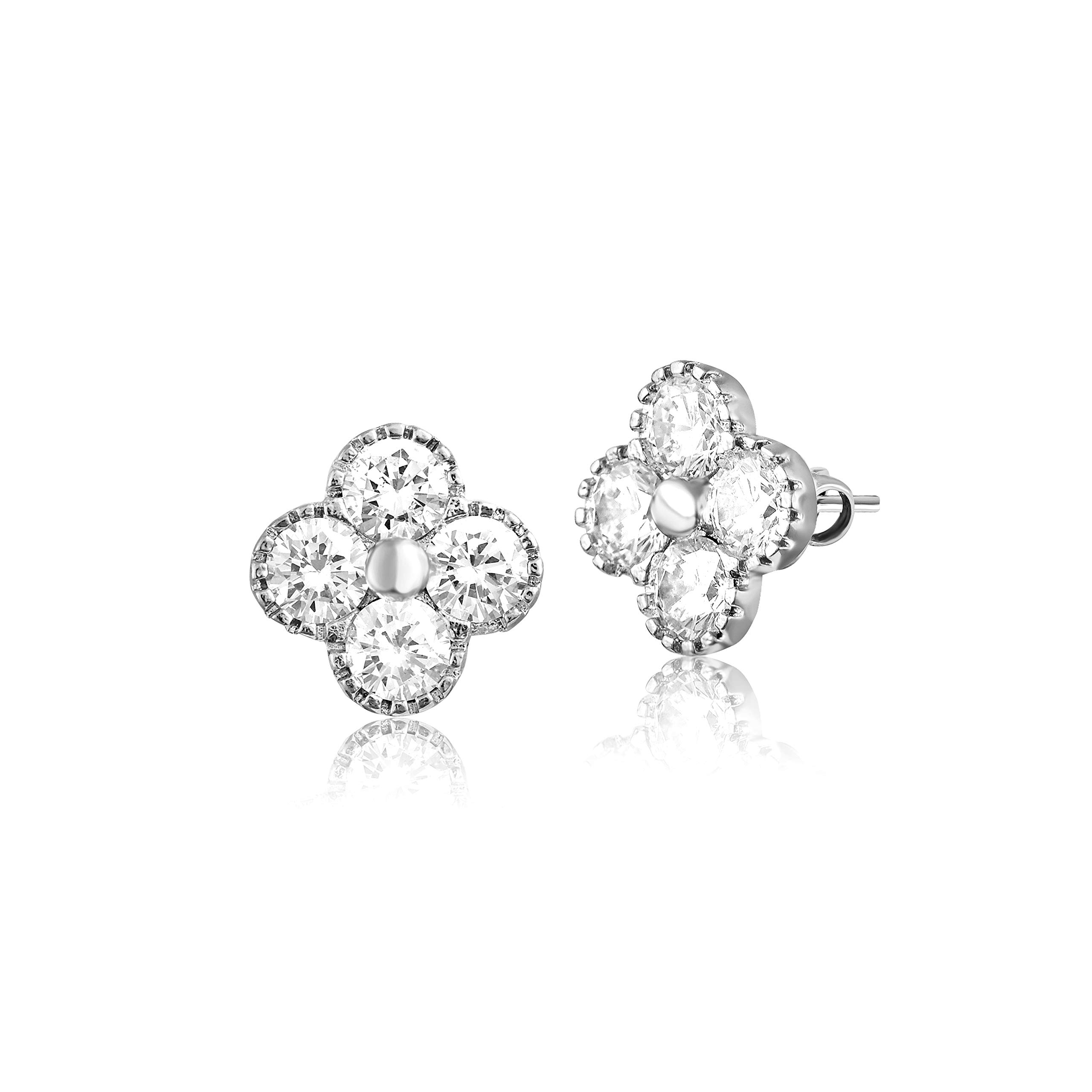 MINUTIAE Silver Plated American Diamond Stud Earring Crystals For Women Girls Teens (B08HSF76Y9) Amazon Price History, Amazon Price Tracker