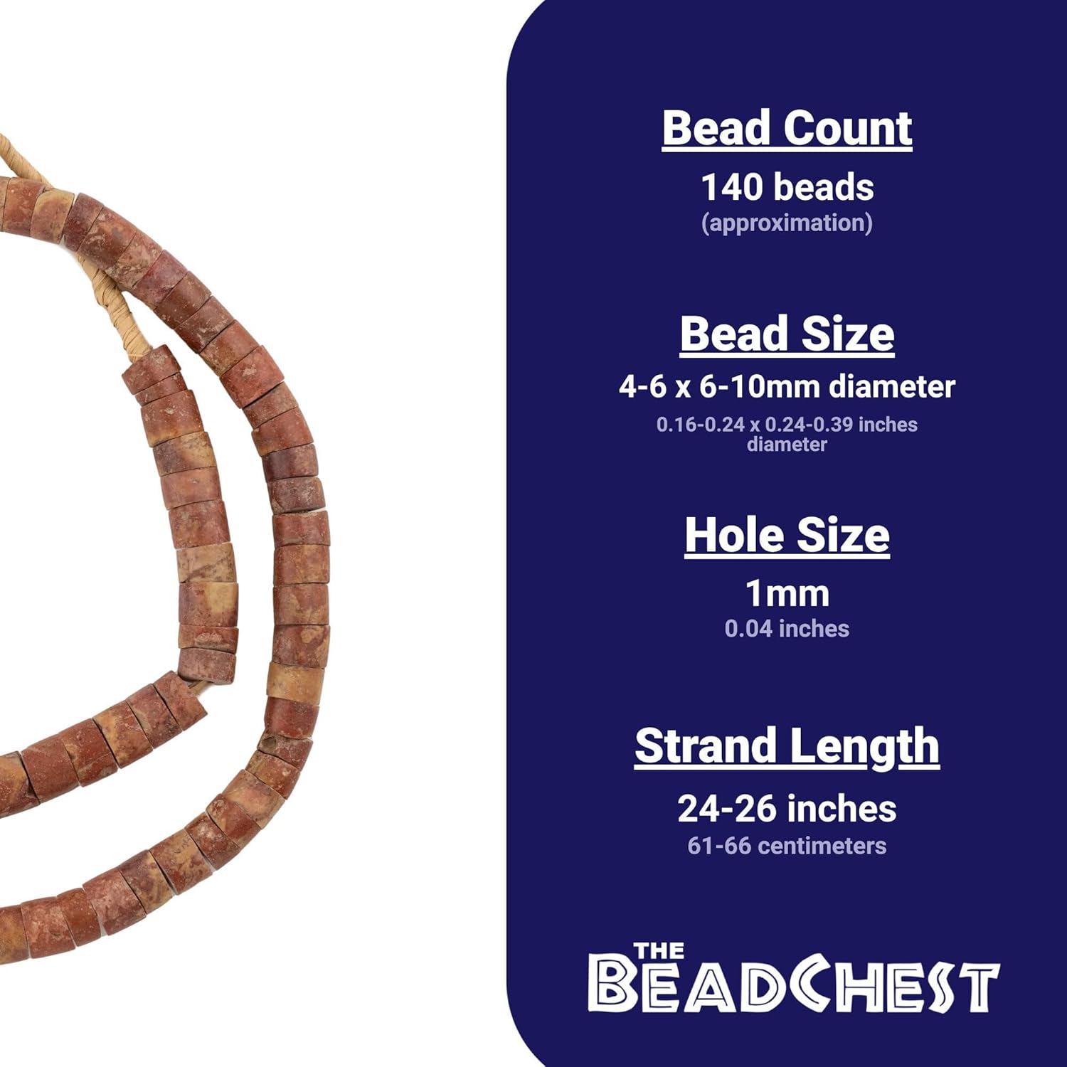 The Bead Chest Natural Bauxite Beads - Full Strand of African Stone Beads