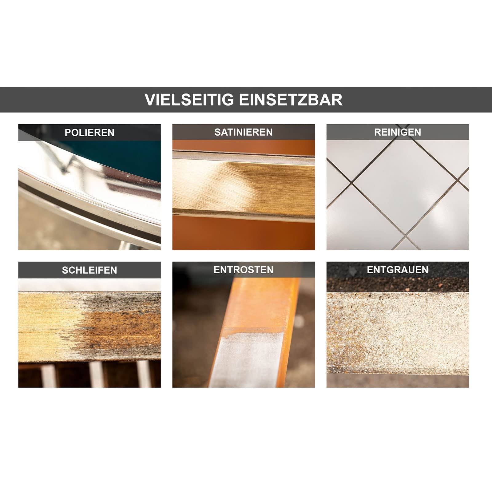 Scheppach Satiniermaschine MRS1300 mit Softstart & 1300W Leistung | inkl. Messingdrahtbürste & Schleifstreifenbürste | 100mm Bürstenbreite mit Ø120mm | variable Drehzahl | mit Anschluss für Absaugung