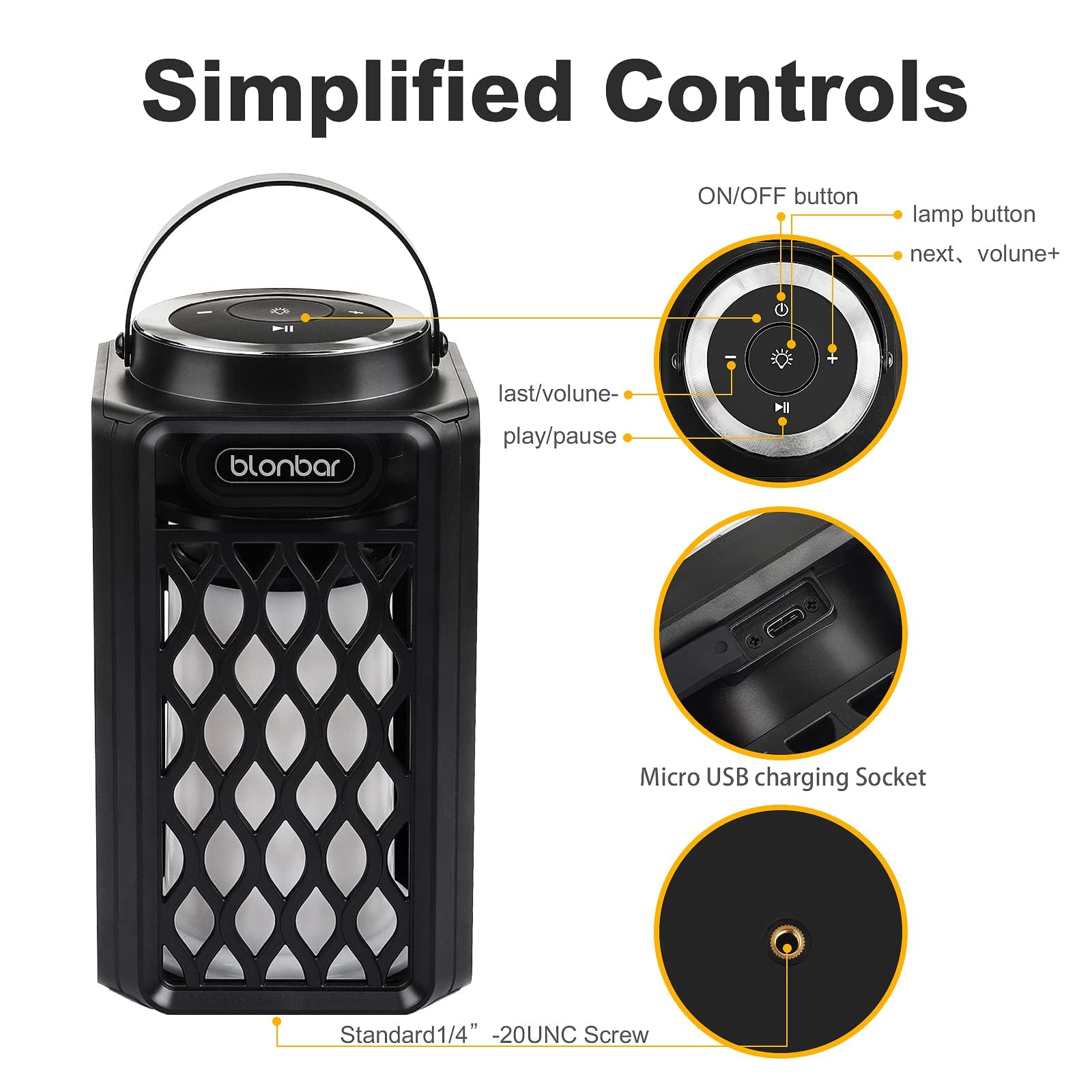 blonbar Bluetooth Lautsprecher mit Flammenlicht, IP65 Wasserdicht Outdoor Lautsprecher & Taschenlampe für Terrasse, Garten,Geschenke für Männer, Frauen (2)