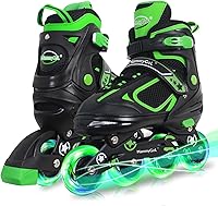 MammyGol Adjustable Inline Skates for Kids & Youth Beginners - Light Up Wheels, Ages 4-16, Smooth Ride