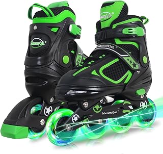 MammyGol Adjustable Inline Skates for Kids Youth - Light Up Wheels Roller Blades Boys Girls Ages 4-16