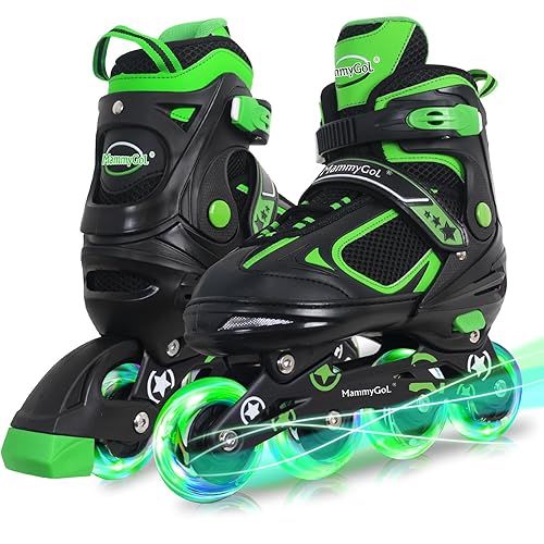 MammyGol Adjustable Inline Skates for Kids Boys Girls Youth Beginner with Light up Wheels Ages 4-16