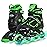 MammyGol Adjustable Inline Skates for Boys Girls Kids Youth with Light up Wheels, Green Beginner Blades Roller Skates for Boys Size 1 2 3 4 Ages 6-12