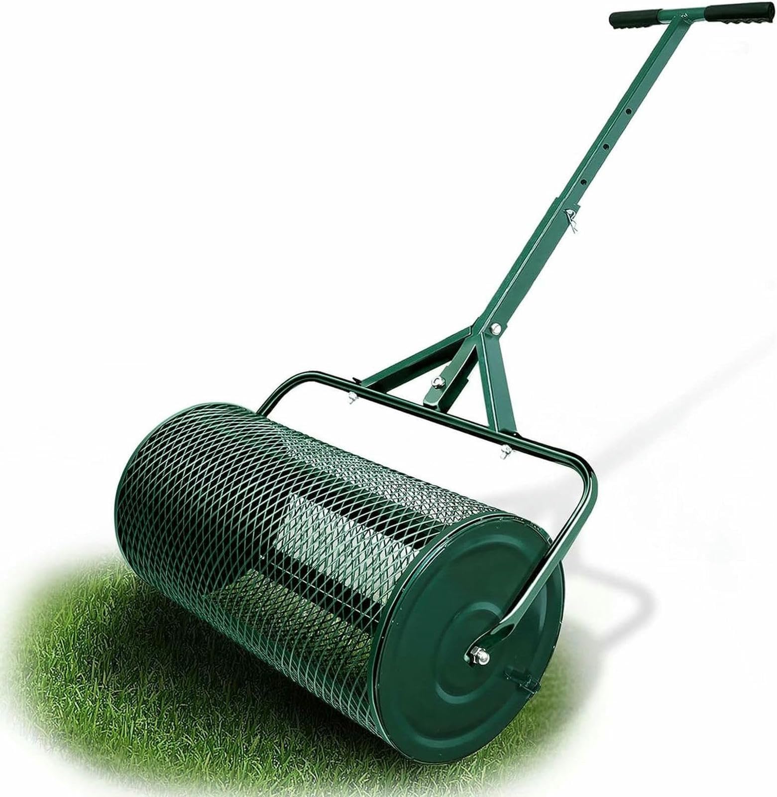 Distribuidor de Compost, Distribuidor de turba, Distribuidor de Malla metálica Ligera y Duradera, Distribuidor de estiércol con Rodillo para césped y jardín