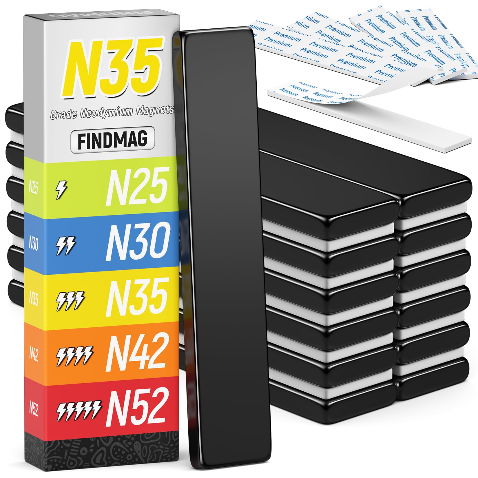 FINDMAG 12 Pack Bar Magnets, Rare Earth Magnets, Silver, 2.36x0.39x0.12in — Amazon image 15
