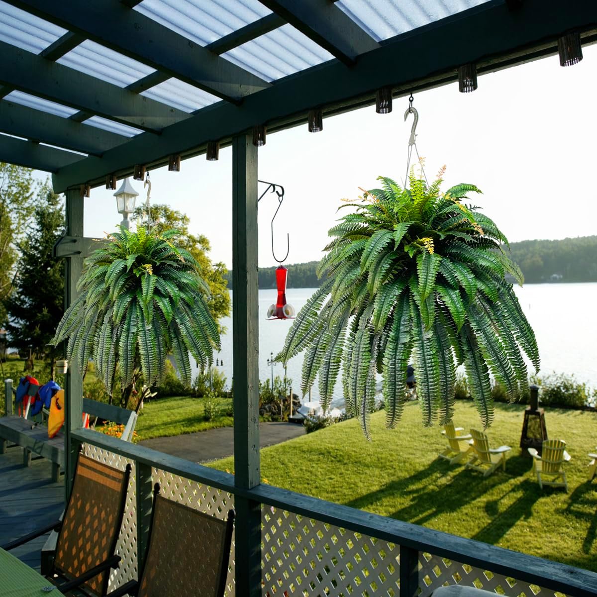 WAYNHUI Silky Artificial Boston Fern Bush, 48Inch Artificial Plants, Suitable for Decorating Office, Patio, Living Room Faux Greenery, 88Branches (88 Branches 1pack)