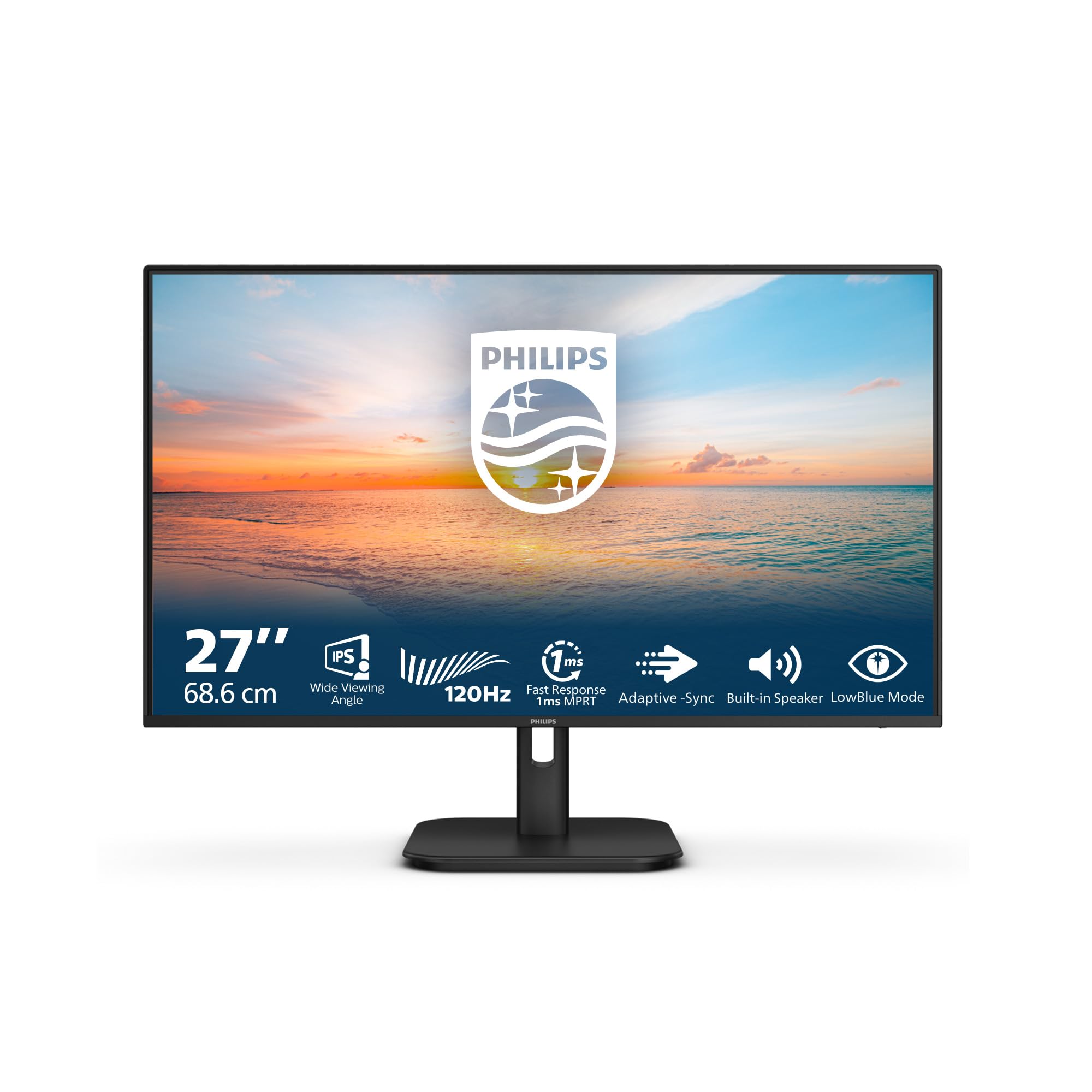 PHILIPS Monitor 27E1N1200A 27 pollici 1920x1080, FHD, 120Hz, IPS Panel, 4ms GtG, Speakers, (HDMI1x 1.4 DP 1x 1.2) Nero