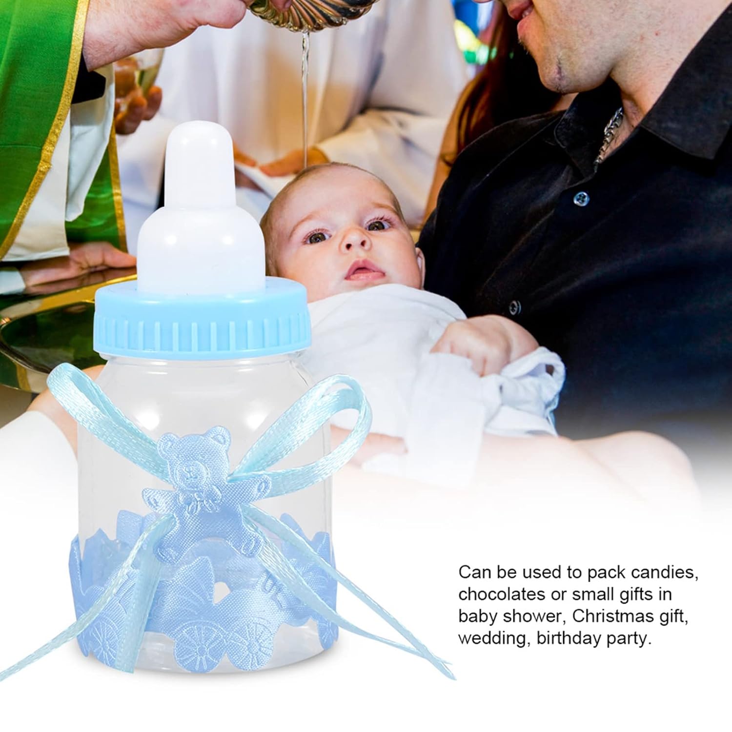 24Pcs Fillable Bottles Food Grade Plastic Sweet Candy Chocolates Box Gift for Baby Shower Birthday Party Wedding Decorations(Blue)