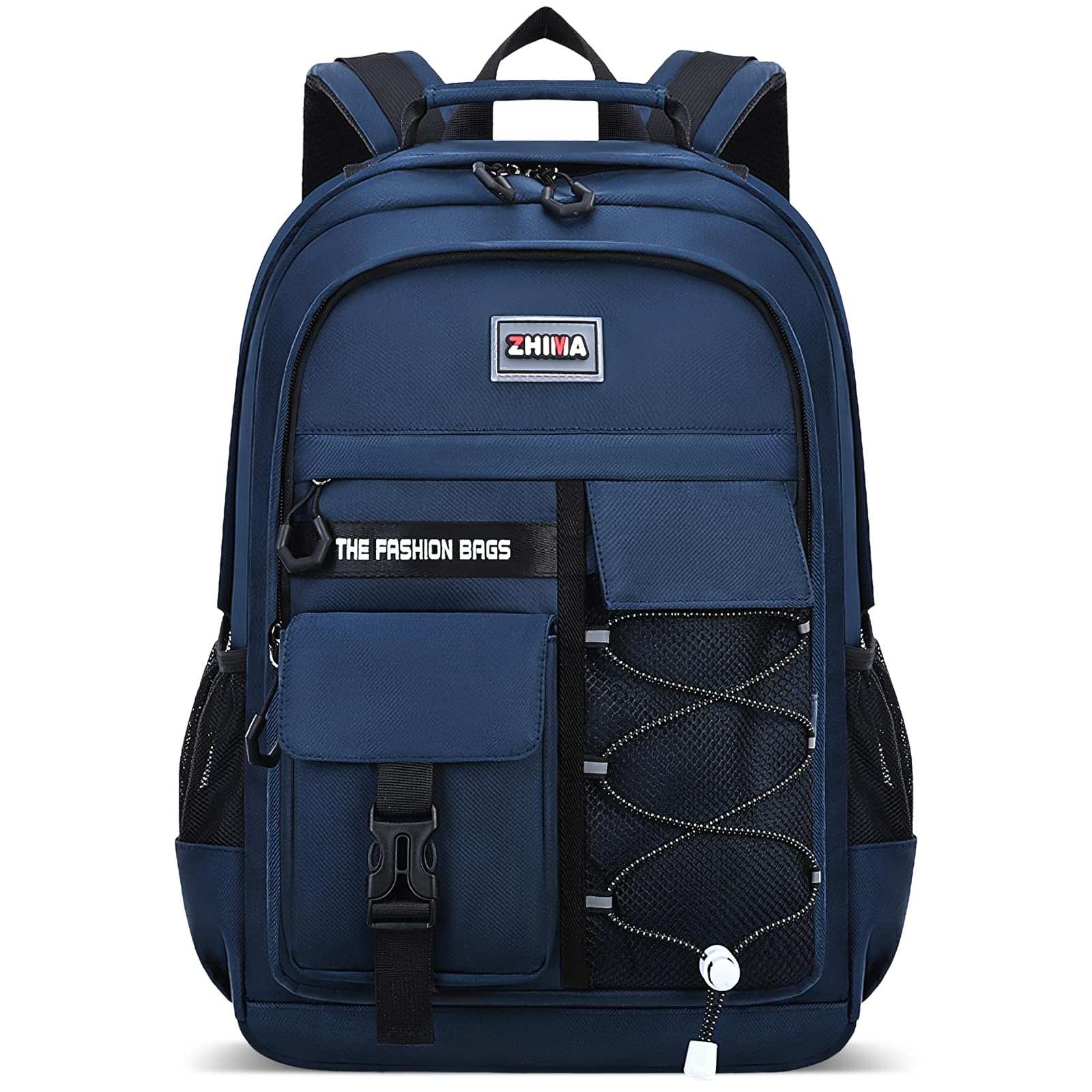 Amythe Sac à Dos Garçon Collège, Cartable Adolescent Scolaire Imperméable Durable, Sac Ecole Lycée Garçon Grande Capacité pour 15.6" ordinateur, 27L-Bleu