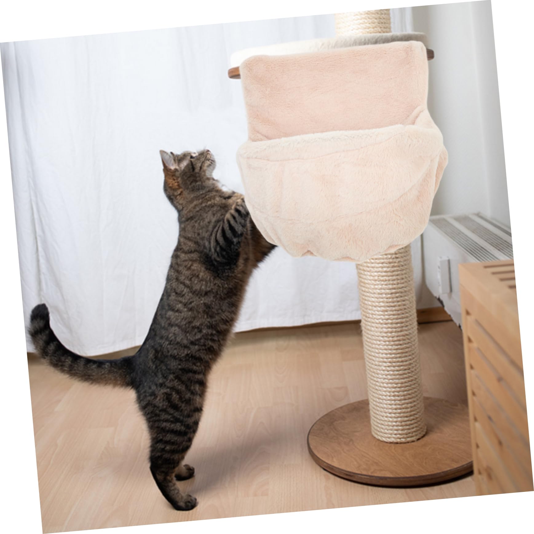 Toyvian Hängematte für Katzen Bequeme Fensterliege mit Abnehmbarem Plüschbezug Faltbar und Platzsparend für Drinnen Beige für Gemütliche