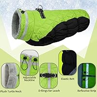 Vista 3 de Lelepet Abrigo cálido para perro, abrigo de invierno para perro, chaqueta impermeable para perros con arnés integrado reflectante para mascotas
