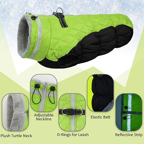 Miniatura 3 de Lelepet Abrigo cálido para perro, abrigo de invierno para perro, chaqueta impermeable para perros con arnés integrado reflectante para mascotas,