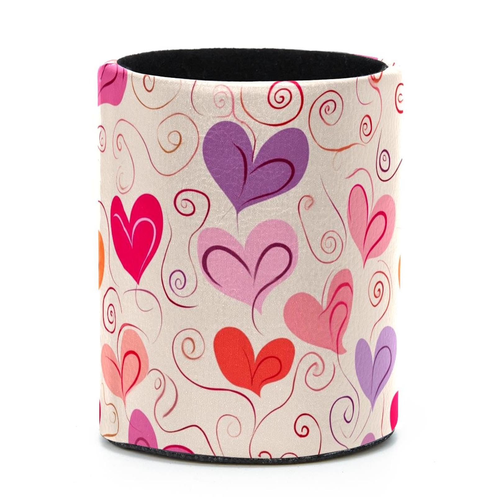 VAPOKF Round Pencil Holders for Desk, Simple Love Hearts Pen Holders Pen Pot Makeup Brushes Storage Desktop Stationery Supplies Organiser for Home Office