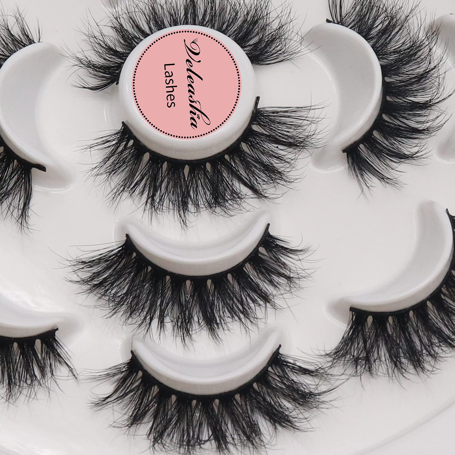 Veleasha Lashes Pack 7 Pairs Mink Lashes Look 20mm Fluffy False Eyelashes Wispy Volume 8D Eye Lashes Vegan Fake Eyelashes | Cat Eye