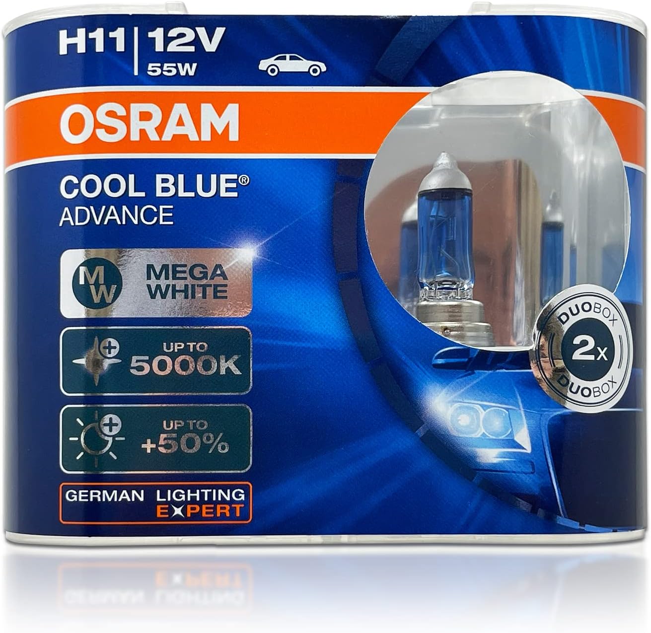 OSRAM H11 12V 55W 5000K 62211CBA Cool Blue Advance Car Bulbs Halogen Head Light 2X