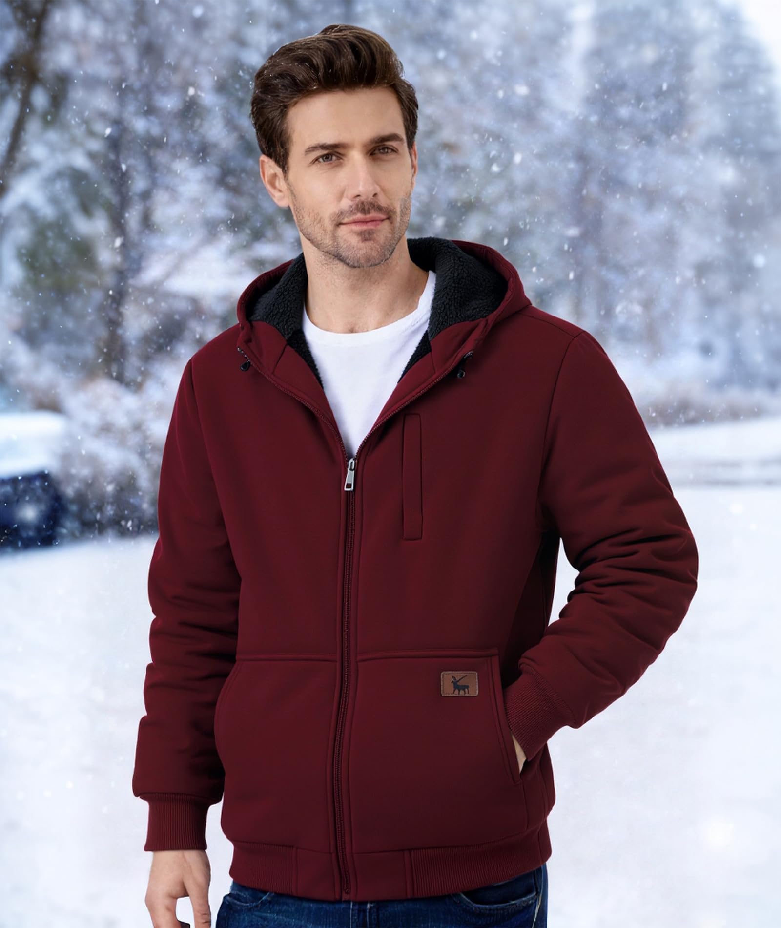 ZITY Sudadera Hombre Invierno con Capucha y Cremallera Chaqueta Polar