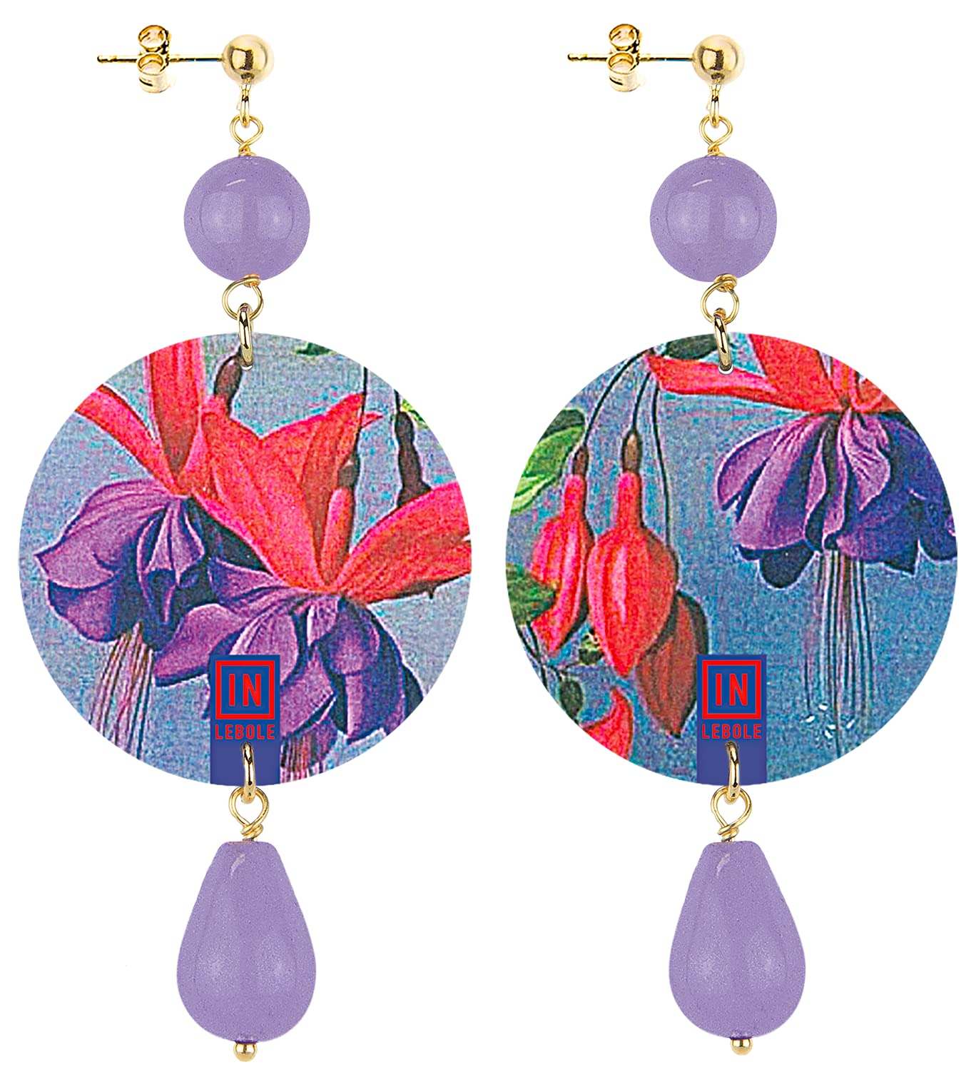 Collezione The Circle DOR302 Fiori Orecchini da Donna in Ottone Pietra Lilla