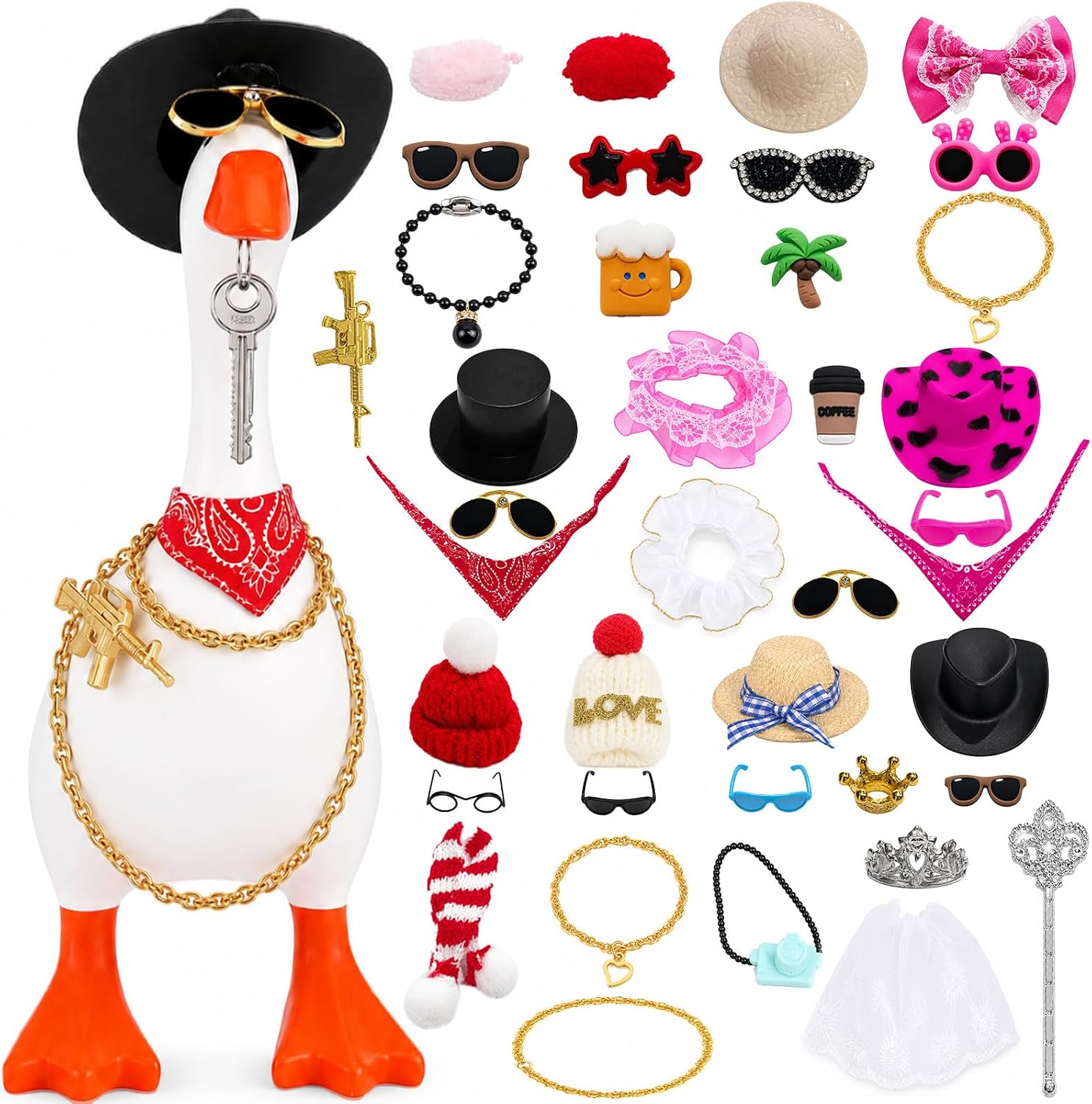 40PCS Mini Desk Outfits Includes 7 Inch Statue Desktop Accessories for Magnetic Key Holder, Fun Office Gift & Table Decor (40PCS)