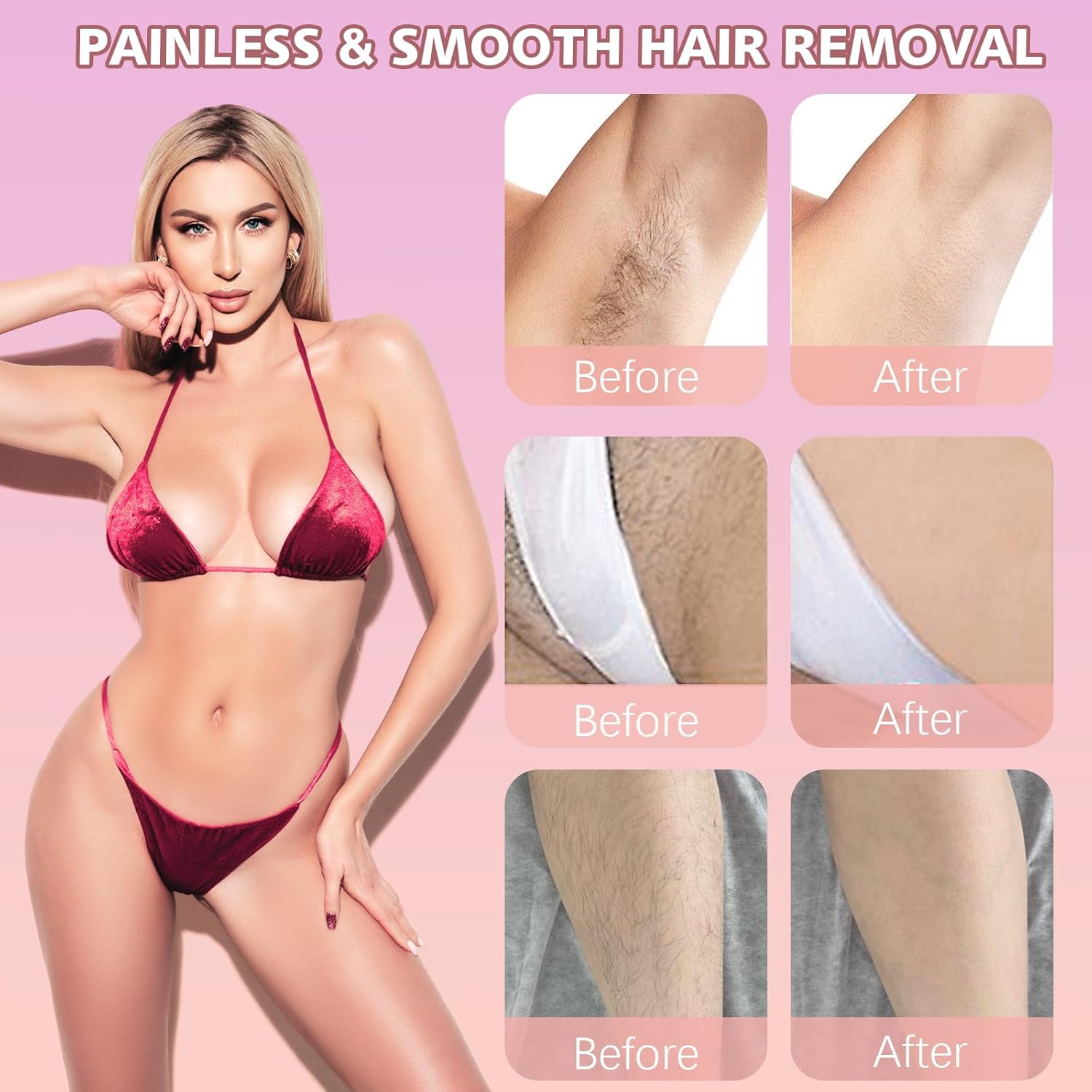 Bikini Trimmer for Women, 2 in 1 Dual-Head Electric Shaver for Women Pubic Hair, Waterproof Wet/Dry Use Body Hair Trimmer and Face Razors, Rechargeable Hair Removal for Bikini Legs Face Underarm Arm - Image 4