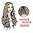 WECAN Gray Wig Long Silver Wigs for Women 28-inch Natural Wave Synthetic Long Grey Wigs Halloween Cosplay Daily Party