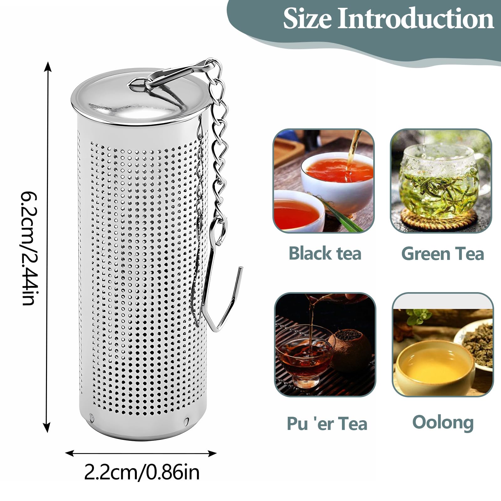 Tea Infuser for Loose Tea 3Pcs Loose Tea Strainer Fine Mesh Tea Leaf Infuser Stainless Steel Tea Strainer Small Tea Sieve with Extended Chain Reusable Tea Diffusers for Loose Tea - Image 2