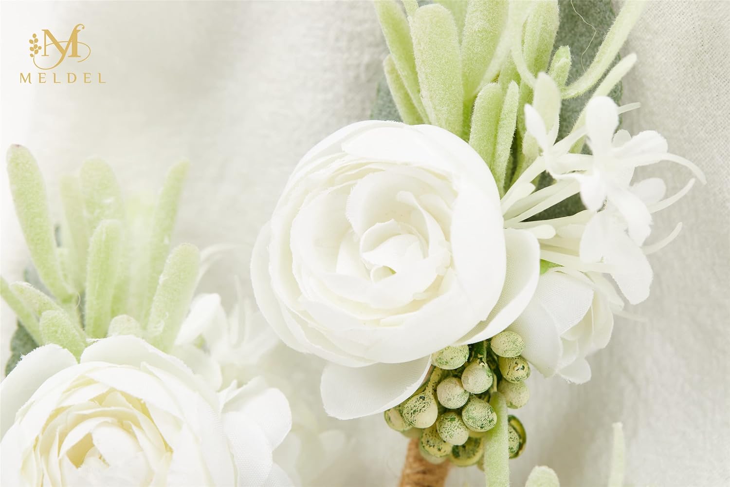 Meldel Ivory & Greenery Homecoming Boutonniere, White Boutonniere for Men Wedding, Set of 6, Groom Groomsmen Man Boutonniere for Wedding Ceremony Anniversary, Party Fall Vintage Wedding Prom - Image 7