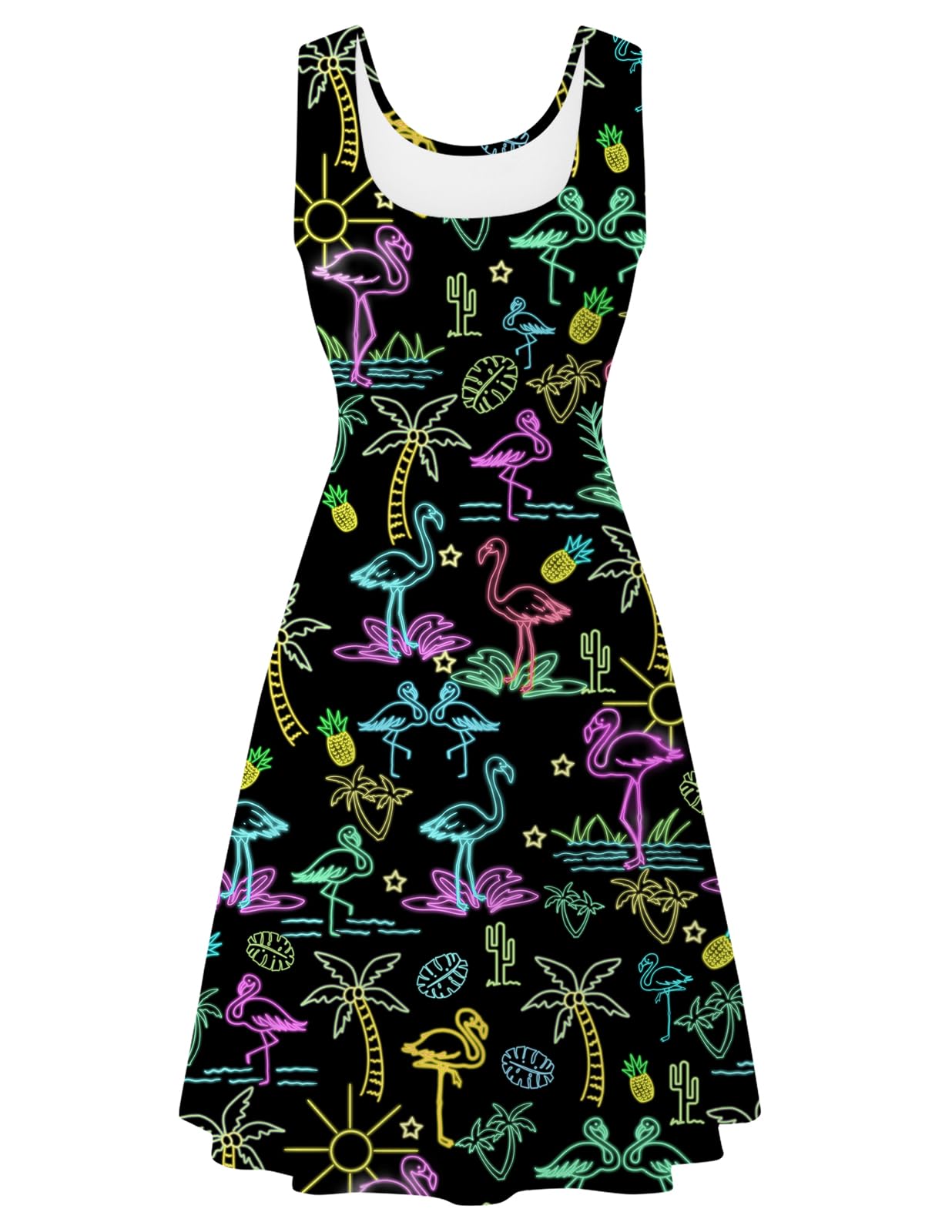 Robe d'été sans manches à motif imprimé géométrique col rond chic - 7