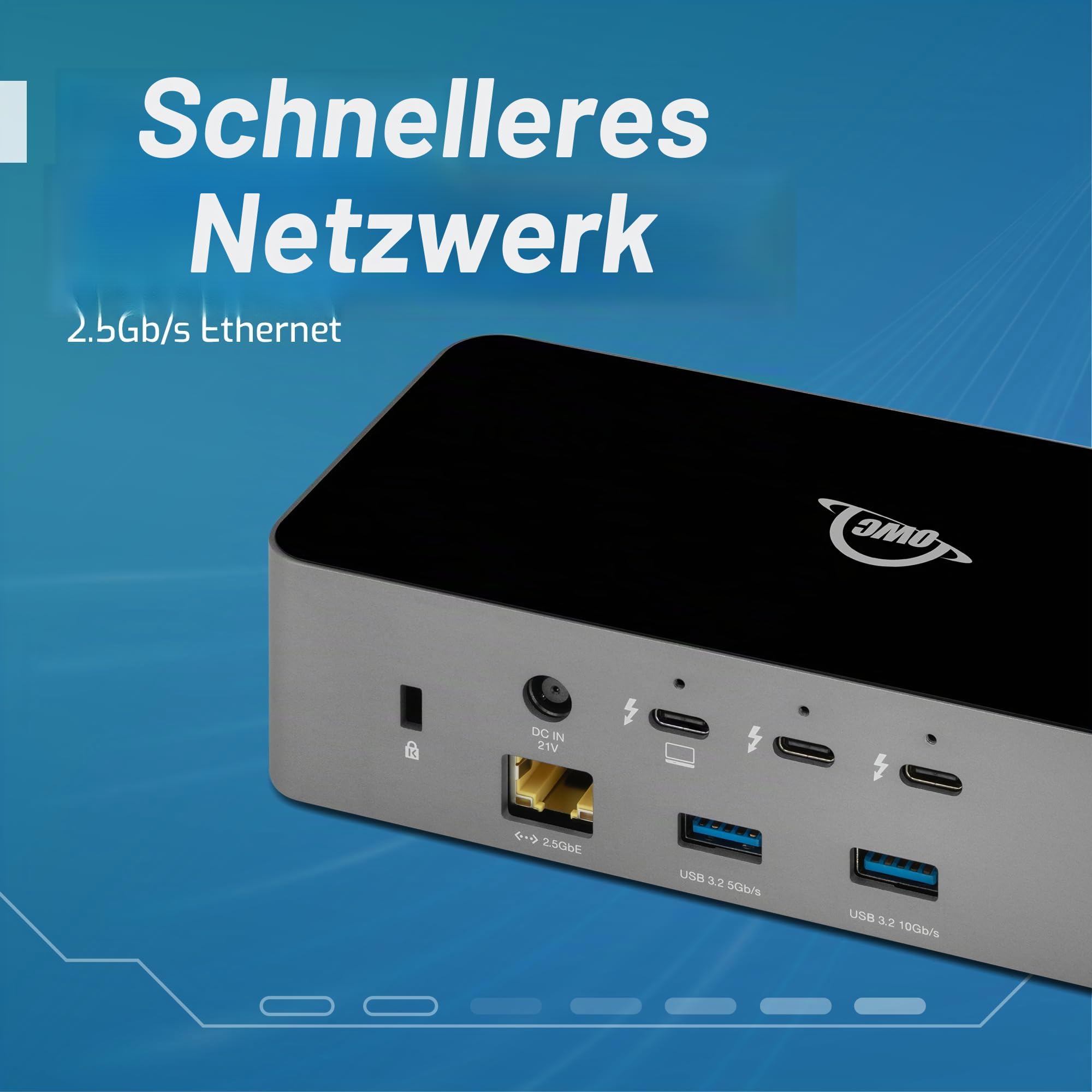 OWC Thunderbolt 5 Dock 11-Port Konnektivitätslösung | 4x Thunderbolt 5 80/120Gb/s - 140W PD - 2x USB-A (10Gb/s) - USB-A (5Gb/s) - 2.5GbE - SD & microSD Reader - Audio in/out