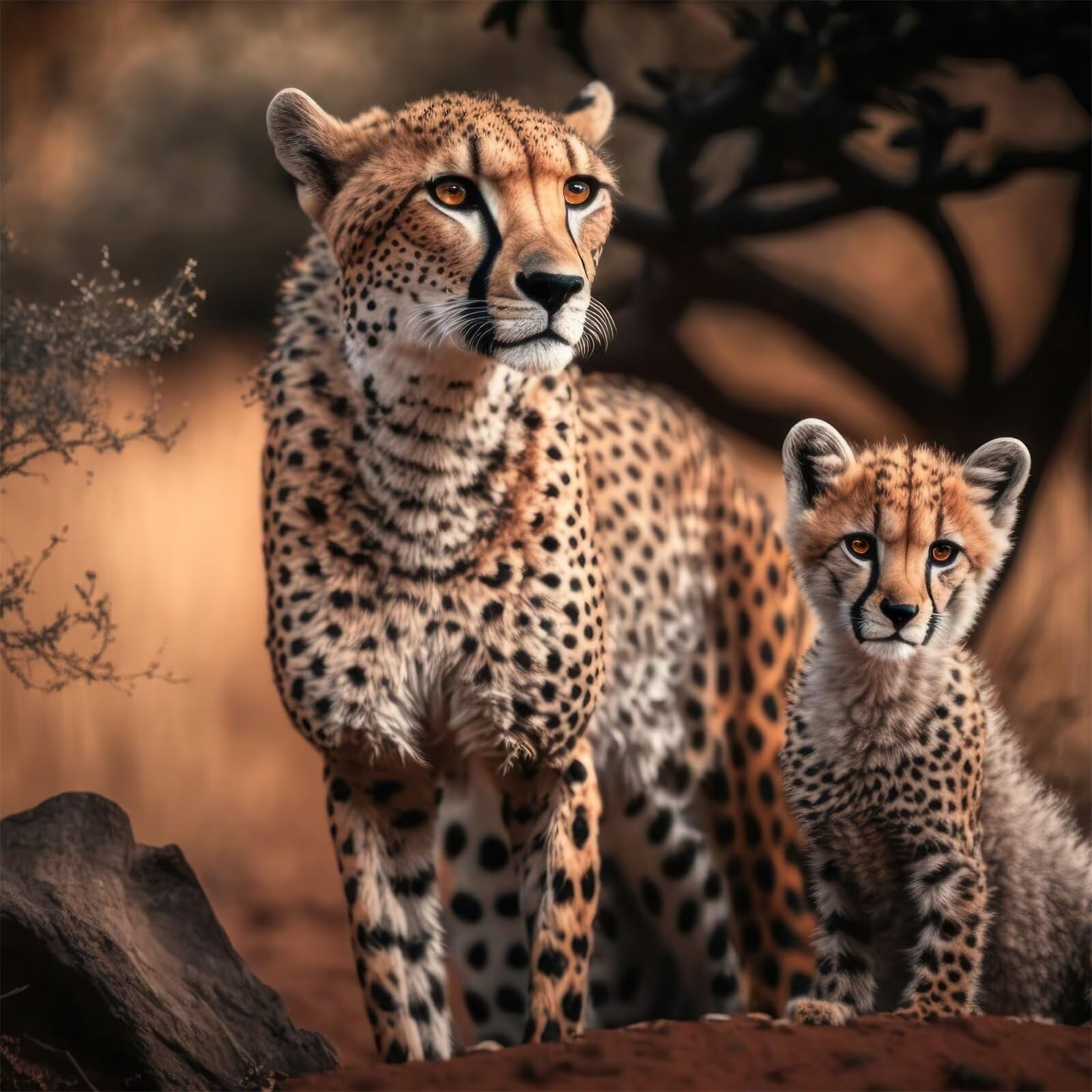 Jinmer Light Cheetah Cheetah Cub Diamond Painting Kits,Diy 5D Diamond Art Painting Kit Full Square Drill,16X16 In Gem Art Embroidery Cross Stitch Painting By Numbers For Adults Kids Living Room Bedroom Wall Decor