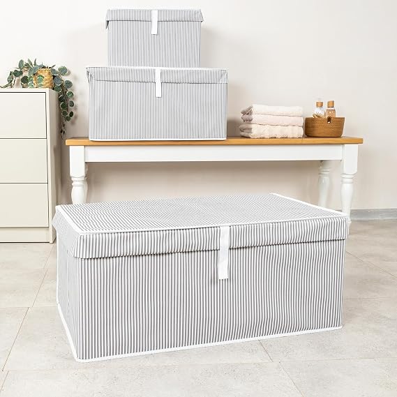 Orret Home Multi-Purpose Lid Crate Type Hurch Organizer – Large Size Storage Box – Hard and Durable Storage Solution for Cabinet Inside, Under Bed and Under Base – Foldable (Grey, 70x40x30 Cm)