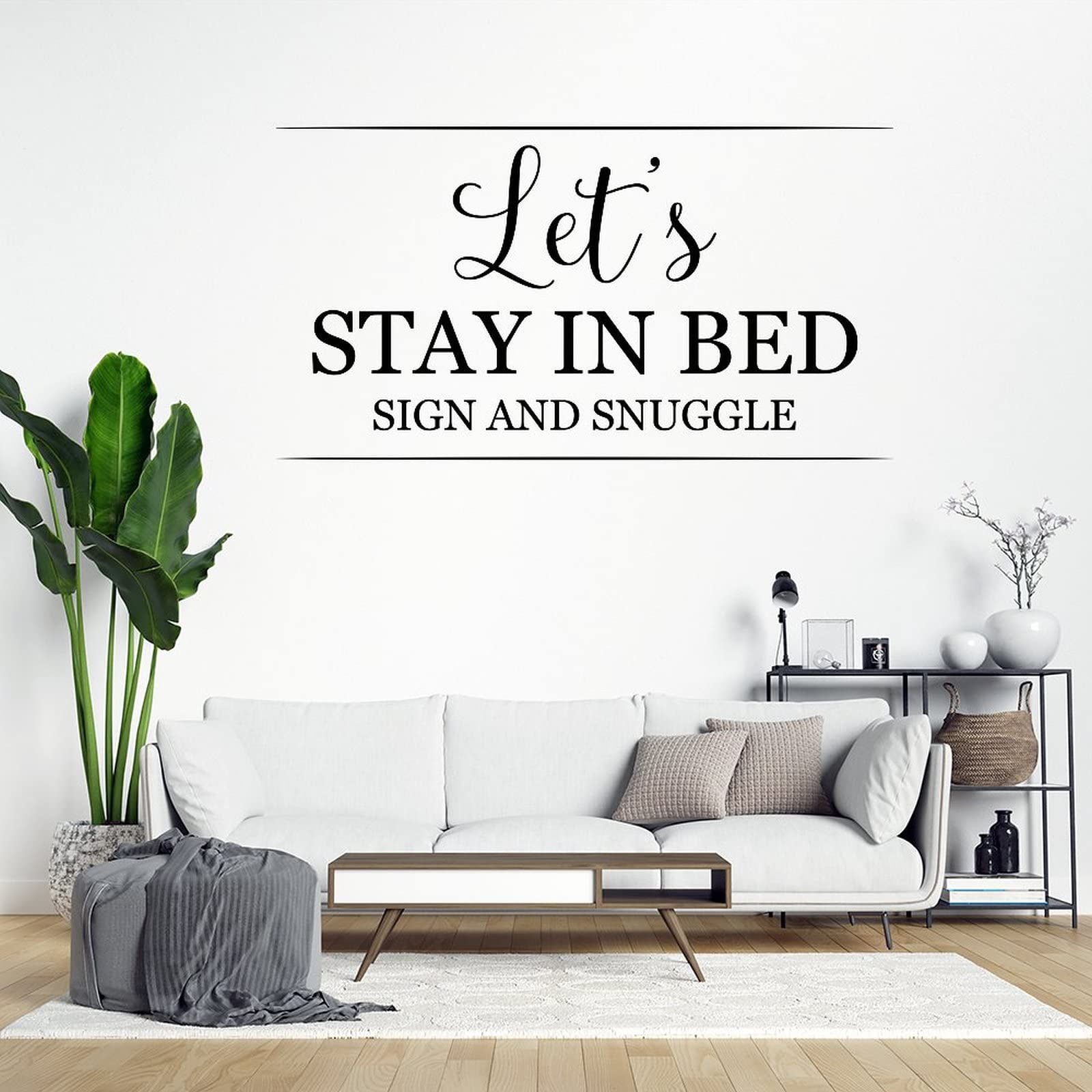 Stickers muraux chambre cosy Let's Stay in Bed en vinyle 56 cm