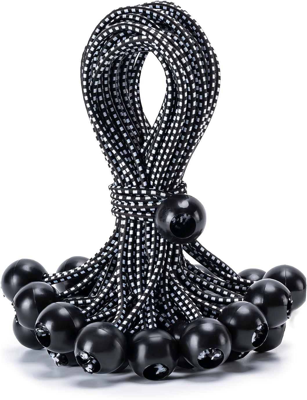 30 Pack 6 Inch Heavy Duty Bungee Cord, Black, BUNGEE CORD, Bungee Cords, Bungee Cord, Synthetic Rubber (Core), Nylon/Polypropylene (Sheath)