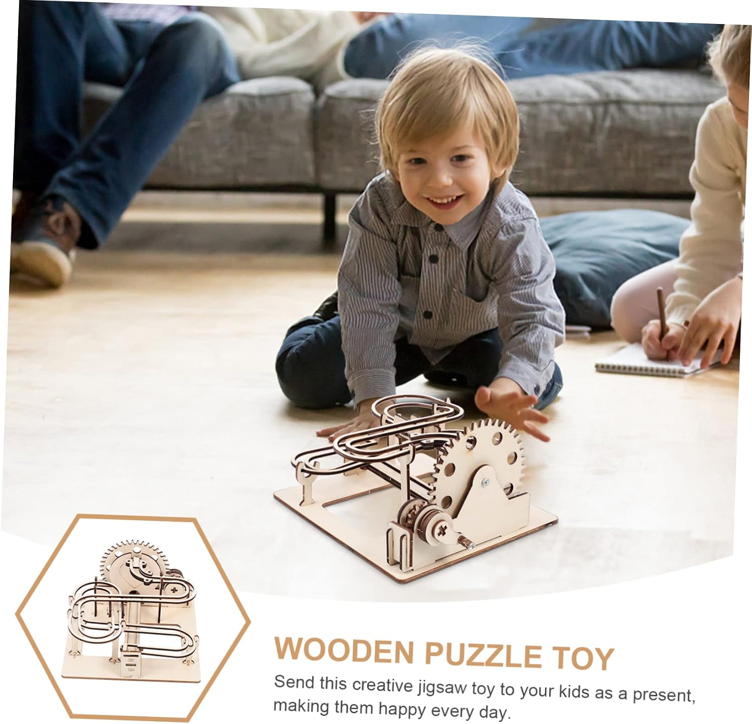 1Set Wooden Marble Run Puzzle DIY Track Bead Game for Enhances Hand Eye Coordination Creative Thinking Safe Educational Plaything
