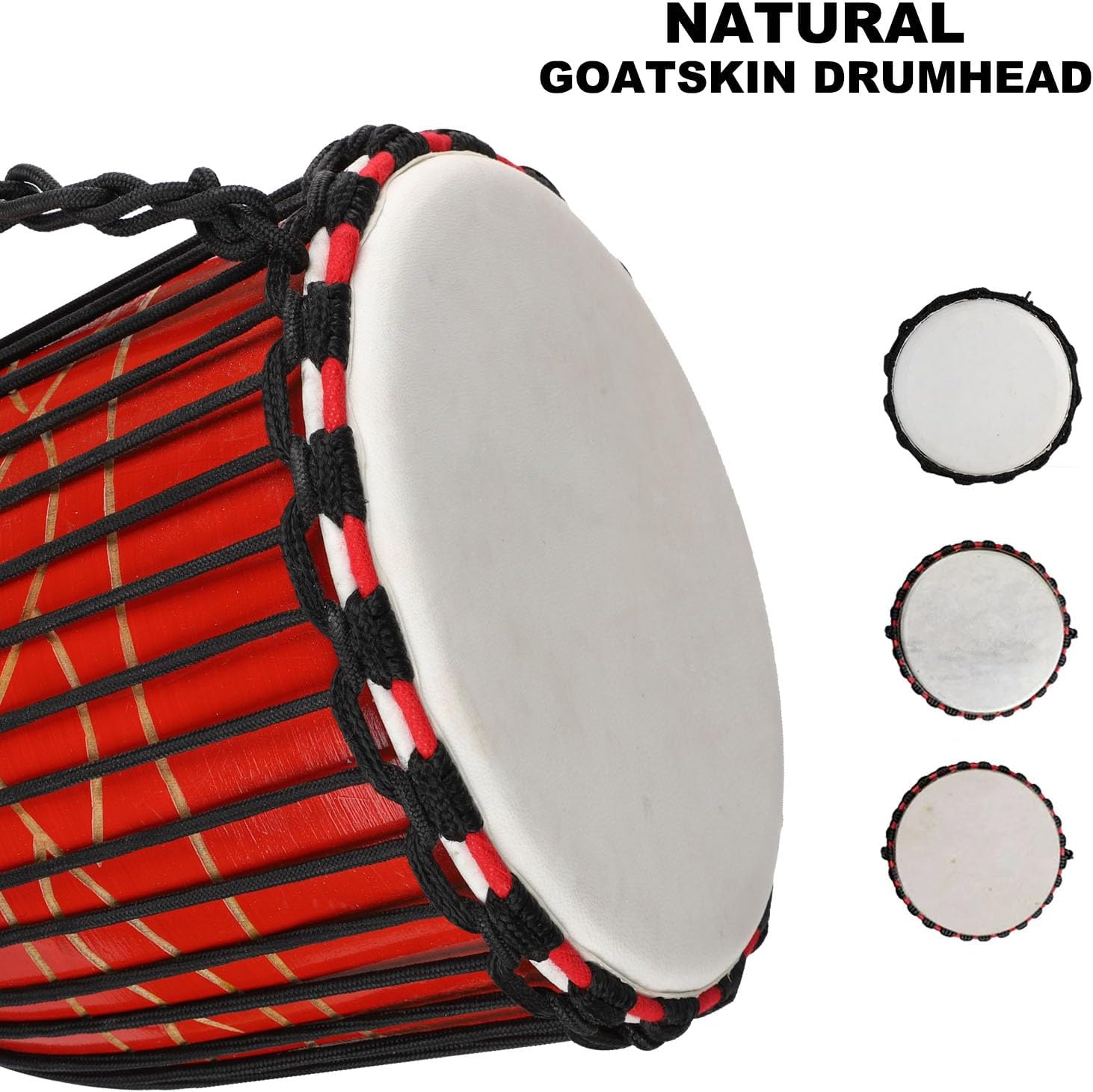 Djembe Drum African Drum for Adults,10'' x 20'' Mahogany Goatskin Drumhead Hand Drums Gift for Beginner (Red)