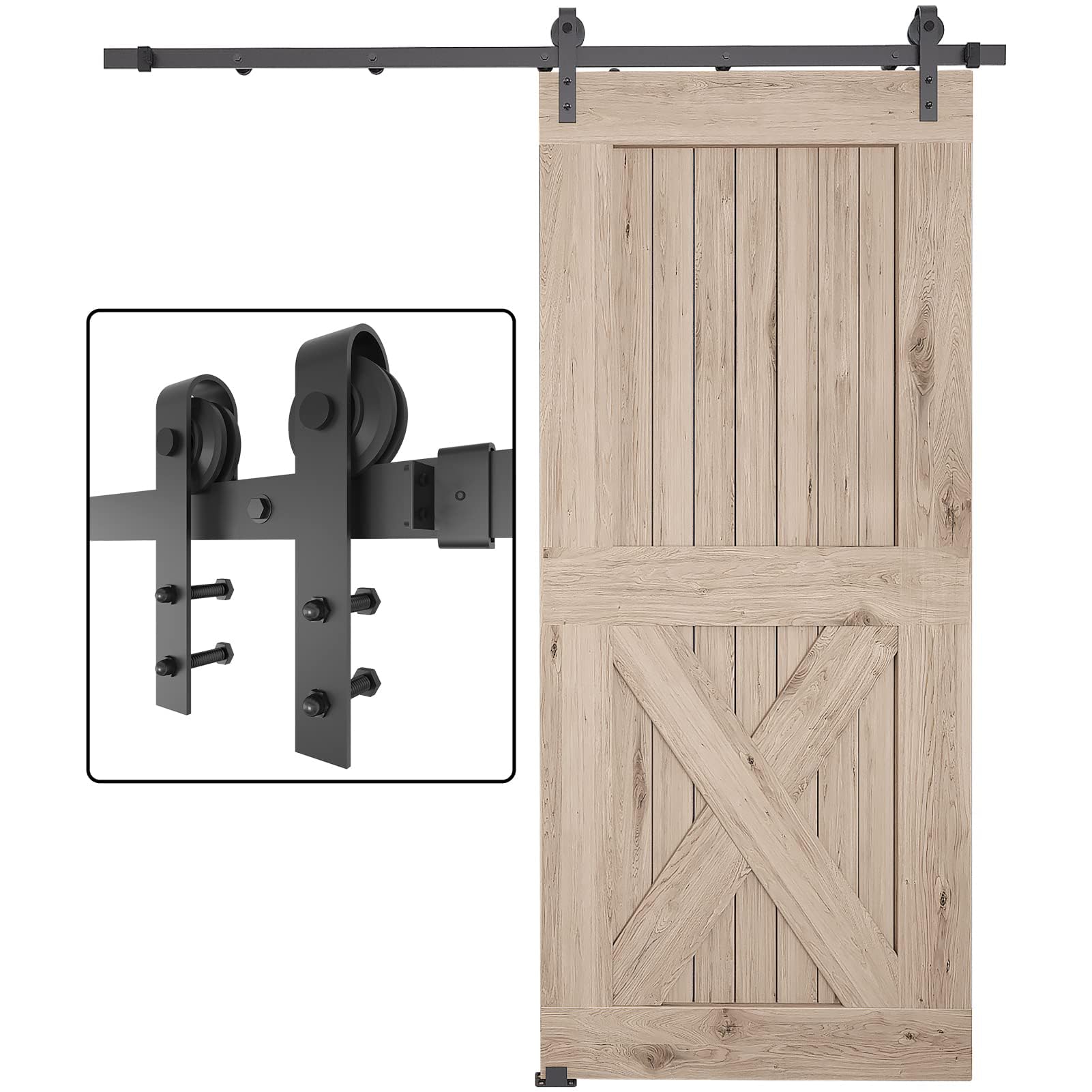 Barn Door Hardware Kit 5FT, Heavy Duty Modular Sliding Door Track Hardware Set for Interior & Exterior Doors — Amazon image 10