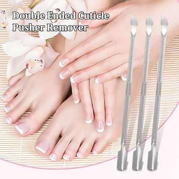 15 Pieces Stainless Steel Cuticle Pusher and Cutter, Double Ended Cuticle Cleaner Remover Metal Manicure Pedicure Nail Tools for Fingernails, Toenails