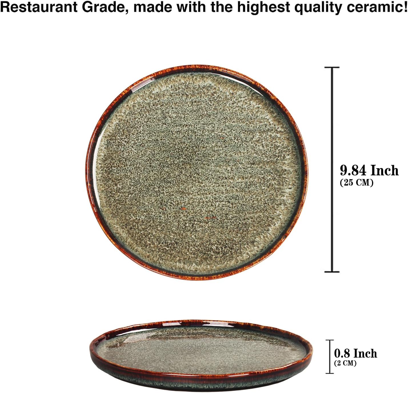 Appetizer plate Porcelain Dinner Plates Set of 4,for Main Dish,Steak,Bread,Risotto,Pasta,Salad - Microwave,Oven and Dishwasher Safe,Scratch Resistant durable,9.84 Inch Black - Image 2