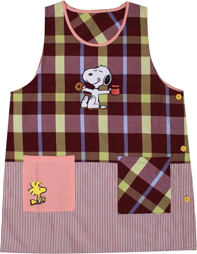 Amazon スヌーピー エプロン 保育士 キャラクター かわいい 大きいサイズ 大人 M L レディース かぶり Snoopy 保母 Tea Time エプロン オンライン通販